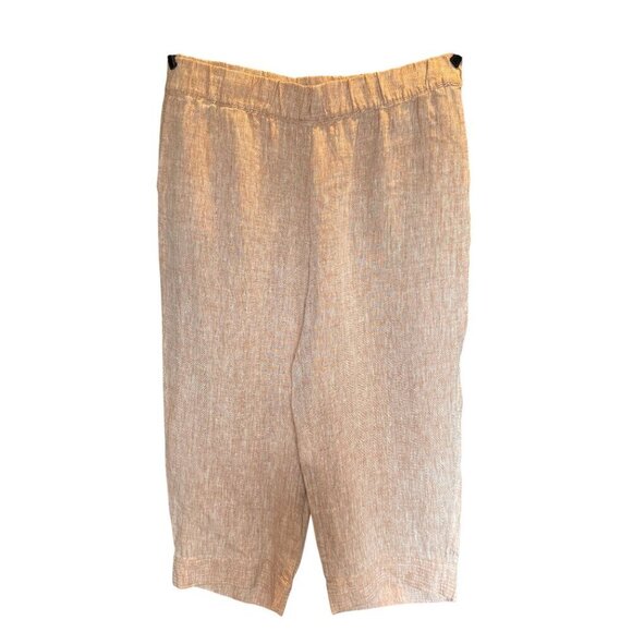 Pure Jill Womens Linen Beige Elastic Waist Relaxed Wide Leg Capri Pants size XL - Picture 1 of 7